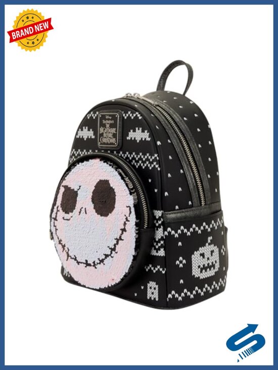 Mini Backpack Faux Leather Adjustable Straps Reversible Sequins Zip Charm main image 5